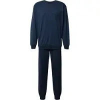 Schiesser Pyjama lang ' Comfort Essentials ' nachtblauw