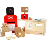 Bigjigs houten postkantoor speelgoed set - rollenspel voor kinderen.