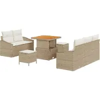 vidaXL Tuinbank Set 8 st 7-Aantal zitplaatsen Beige en Crème