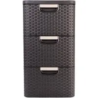 Curver Opbergtoren - Chocolade - 3 x 14 L - Riet - Elegant - Praktisch