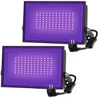 BOG 50W UV LED Blacklight Schijnwerpers – Set Van 2 | UV Schijnwerper Partylight En Podiumverlichting Met EU-stekker