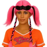 Partyproduct Roze Zwart Staartjes Pruik – Feest & Verkleed Accessoire voor Carnaval, Themafeest & Party