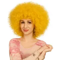 Partyproduct Gele Krullen Afro Pruik – Feest & Verkleed Accessoire