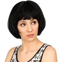 Partyproduct Zwarte Bob Pruik – Feest & Verkleed – Korte Pruik met Pony – Carnaval, Themafeest & Cosplay
