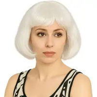 Partyproduct Witte Bob Pruik – Feest & Verkleed – Korte Pruik met Pony – Carnaval, Themafeest & Cosplay