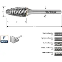 Rotec HM-Stiftfrees, model F - Z6 / Kruisvertand / ø6x18x50xø6mm - 4350601