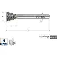 Rotec HM-Stiftfrees, model N - Z6 / Kruisvertand / ø12,7x12,7x58xø6mm - 4411301