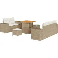 vidaXL Tuinset met 8 zitplaatsen, beige en crème, van polyrotan