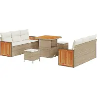 vidaXL Tuinbank Set 11 st 8-Aantal zitplaatsen Beige en Crème
