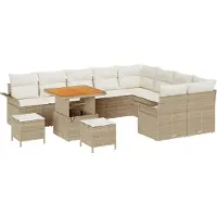 vidaXL Tuinset, 12 stuks, 11 zitplaatsen, beige en crème