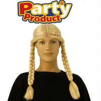 Partyproduct Blonde Verkleedpruik met Vlechten – Feestpruik voor Carnaval & Themafeesten