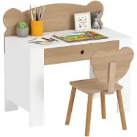 Zenzee Bureauset - Bureau - Bureaustoel - Kinderstoel - Kindertafel - Tafel voor knutselen - 3-8 jaar - Natuur