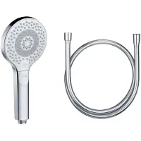 OEM -X3 universele douchekop met slang, optionele waterbesparende douchekop met 3 straalsoorten (Lichaam, Haar, Huid), eenvoudig te reinigen douchekop Ø 11,7 cm, doucheslang 1,60 m