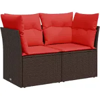 vidaXL Tuinbank 2-zits met kussens poly rattan bruin