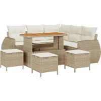 vidaXL Tuinbank Set 9 st 8-Aantal zitplaatsen Beige en Crème
