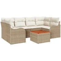 vidaXL Tuinbank Set 7 st Beige en Crème poly rattan
