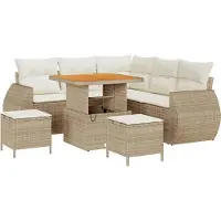 vidaXL Tuinset met 8 stukken, 7 zitplaatsen, beige en crème, gemaakt van polyrotan