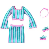 Barbie Kleding Outfit + Accessoires - Groen Rok Pak, Groene Schoenen en Haarband