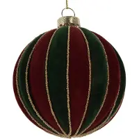 Clayre & Eef Kerstbal Overig Ø 8x8 cm Rood Groen Glas Kerstballen
