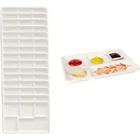 Papstar Wegwerp vakjes borden - 50x stuks - 22 x 32 x 2 cm - suikerriet - biologisch afbreekbaar