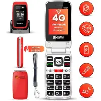 Uniwa V202T Senioren Telefoon 4G - Klaptelefoon - SOS Noodknop - Met Polsband - GSM Dumbphone - Rood