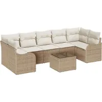 vidaXL Tuinbank Set 8 st 7-Aantal zitplaatsen Beige en Crème