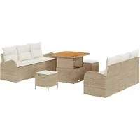 vidaXL Tuinbank Set 9 st 8-Aantal zitplaatsen Beige en Crème