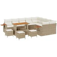 vidaXL Tuinbank Set 13 st 9-Aantal zitplaatsen Beige en Crème