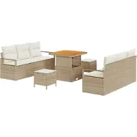 vidaXL Tuinset, 9-delig, beige, polyrotan