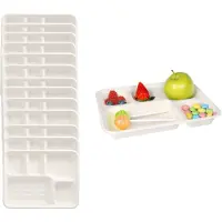 Papstar Wegwerp vakjes borden - 75x stuks - 22 x 28 x 2 cm - suikerriet - biologisch afbreekbaar