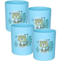 PlasticForte onbreekbare Drinkbekers - 12x - kunststof - 350 ml - blauw - luipaard - kinderen - camping