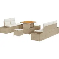vidaXL Tuinbank Set 8 st 7-Aantal zitplaatsen Beige Poly rattan