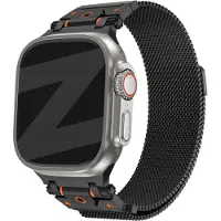 Bandz Rugged Milanese Loop band - RVS Milanees bandje geschikt voor Series Apple Watch 1/2/3/4/5/6/8/9/10/11/SE(2-3)/Ultra(2-3) - iWatch mesh bandje grote maten 44mm 45mm 46mm 49mm (zwart)