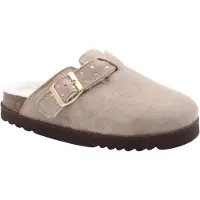 Scholl Klomp Women Benny Suede Fur Dark Beige-Schoenmaat 36