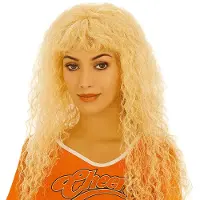 Partyproduct Blonde Krullen Verkleedpruik – Lange Feestpruik voor Carnaval & Themafeesten