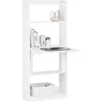 SoBuy FWT92-H-W Inklapbare Schrijftafel en Computertafel met 5 Planken - 64 x 145 x 58 cm - Wit