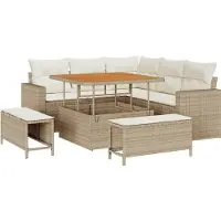 vidaXL Tuinbank Set 9 st 6-Aantal zitplaatsen Beige en Crème