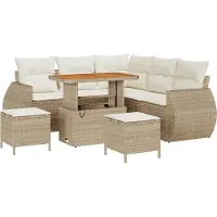vidaXL Tuinbank Set 8 st 7-Aantal zitplaatsen Beige en Crème