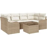 vidaXL Tuinbank Set 7 st 6-Aantal zitplaatsen Beige en Crème