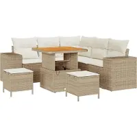 vidaXL Tuinbank Set 8 st 7-Aantal zitplaatsen Beige en Crème