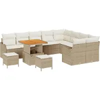 vidaXL Tuinbank Set 12 st 11-Aantal zitplaatsen Beige en Crème