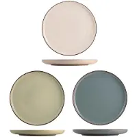 H&h set van 4 parelmoer porseleinen dinerborden, 27 cm