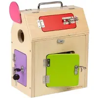 Bigjigs houten huis met sloten en grendels, 5dlg.