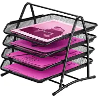 OEM Ideallife brievenbakken 4 niveaus - documentenbak metalen bureau organizer - metalen opbergvakken voor A4-documenten - bureau-opbergruimte met 4 laden I papiervakken A4 (zwart)