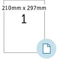 Herma Bladetiketten 8422, permanente kleefstof, bedrukbaar, B 210 x H 297 mm, papier, wit, 500 stuks/500 vellen