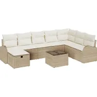 vidaXL Tuinbank Set 9 st Beige poly rattan