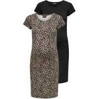 ONLY Maternity Jurk 'OLMLovely' beige / camel / ecru / zwart