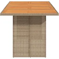 vidaXL Tuintafel met acaciahouten blad 190x80x74 cm poly rattan beige