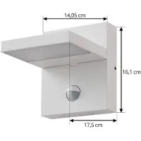 LUCANDE Wandlamp buiten met bewegingssensor Silvan, wit / opaal, Aluminium, Modern