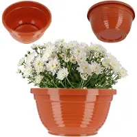 Kadax Schaal van kunststof, ronde bloemenschaal, weerbestendige plantenbak voor buiten, grafschaal, lichte kogelschaal voor bloemen, diameter 20 cm, terracotta